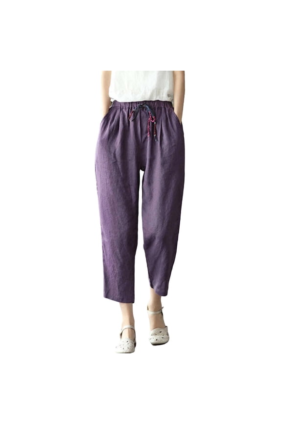 Women's Solid Flowy Wrap Culottes，High Rise Side Bow Tie Loose Long Pants for Street Shopping Leisure Matching