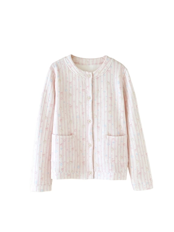 Womens Winter Quilted Lounge Robe Button Down Open Front Long Sleeve Pockets Warm Sleepwear