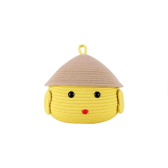PEIBang Woven Storage Basket,Chick Shaped Cotton Rope Basket,Easter Gift Basket with Lid for Easter Home Decor and Party Supplies