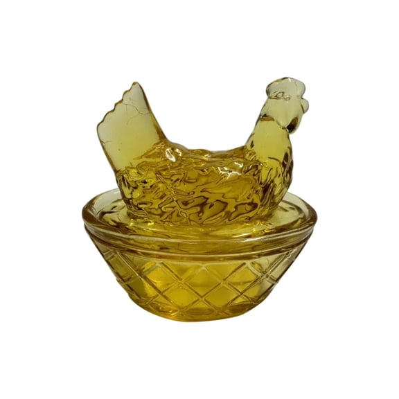 PEIBang Yellow Glass Egg Easter Decor,Handmade Blown Glass Craft for Home Table Centerpiece