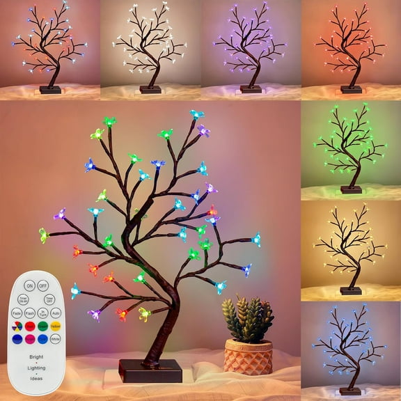 PEIDUO Money Tree, 22 Inch Gift Card Tree Holder with 6 Clips and 6 Greeting Cards, 24 Warm White Birch Tree with Lights, Christmas Tree Card Holder for Birthday Wedding Indoor Xmas Decorations