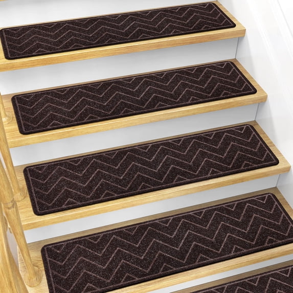 PEISAINOX Stair Treads for Wooden Steps, Soft Braid Weave, Noise Reduction, Skidproof, 8"x30", 15 Pack, Brown
