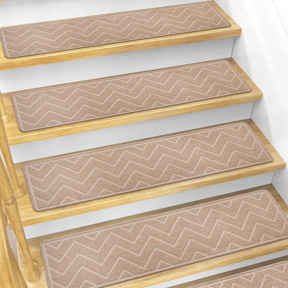 PEISAINOX Stair Treads for Wooden Steps, Soft Braid Weave, Noise Reduction, Skidproof, 8"x30", 15 Pack, Straw
