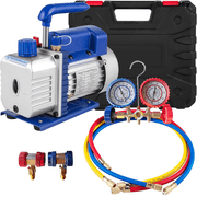 PEIXU 1/3HP Single Stage Vacuum Pump Kit, 110V 4CFM with R134a AC Manifold Gauge,Leak Detector & Carry Box for Automotive & HVAC Refrigerant Recharge