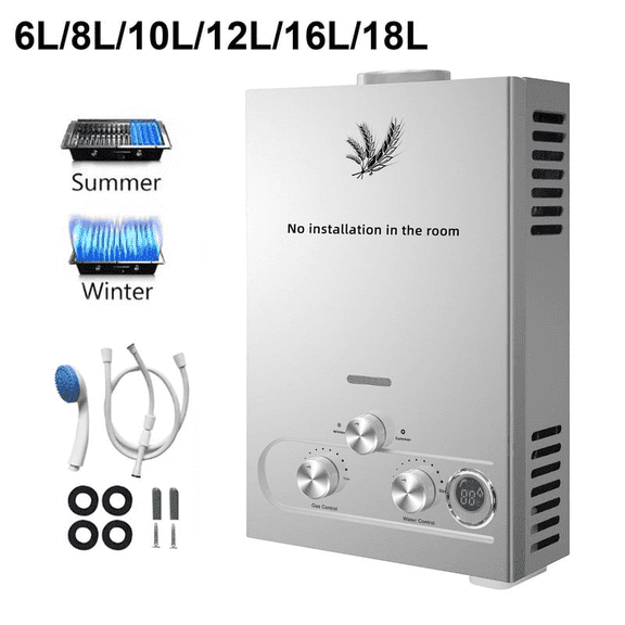 PEIXU 12L Tankless Water Heater with Digital Display,4.3GPM LPG Gas Water Heater,Instant Propane Hot Water Heater for Home RV Camping Trips Boat
