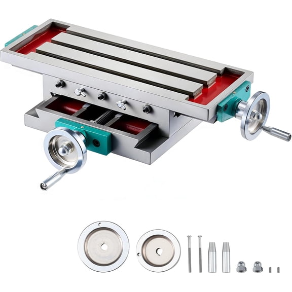 PEIXU 17.7 X 6.7 Inch Milling Working Table , Compound Milling Machine Work Table 2 Axis 4 Ways Move, Multifunction Milling Working Table Heavy-duty Structure,for Milling and Drilling Machine