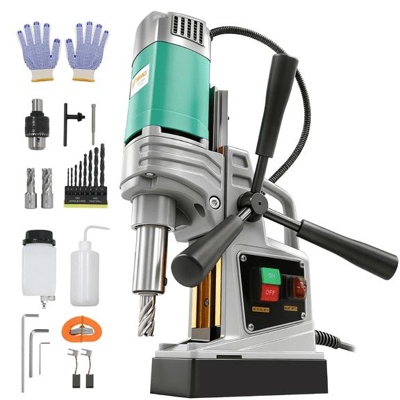 PEIXU 2923lbf Magnetic Drill,1450W 2" Boring Diameter Portable Electric Mag Drill Press,820 RPM Speed Drilling Machine with 10 Coring Bits,for Home Improvement Industrial Construction