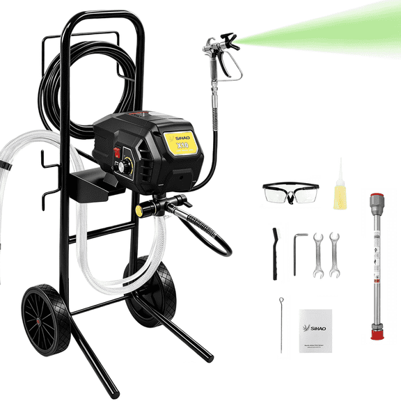 PEIXU 700W Airless Paint Sprayer, 3000PSI High Efficiency Airless Sprayer with 25ft Hose & Extension Rod, Overspray for Up to 10 Gallon DIY Painting Projects, for Home Interior & House Exterior 