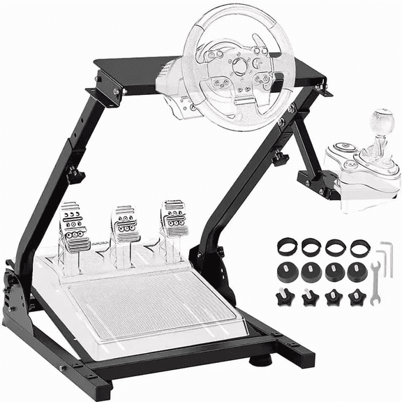 PEIXU Racing Wheel Stand Adjustable & Foldable Gaming Wheel Stand Compatible with Logitech G25,G27,G29,G920,G923,Thrustmaster T300RS,T3PA-PRO,T500RS,TX F458,Excluding Pedals,Black