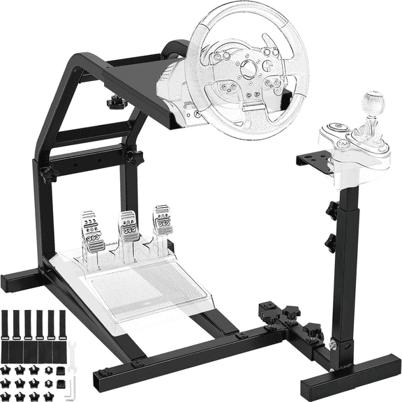 PEIXU Racing Wheel Stand Simulator Cockpit with Shifter Mount,Compatible with Logitech G25,G27,G29,G920,PS4,T300RS,Excluding Thrustmaster Game Console Wheel Pedals,Black ﻿ ﻿