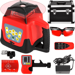 PEIXU Rotating Laser Level, 360° Laser Level Machine with a Laser Detector and a Pair of Eyeglasses, Red Cross Line Laser Leveler Self Leveling, 500m Scanning Measurement Tools