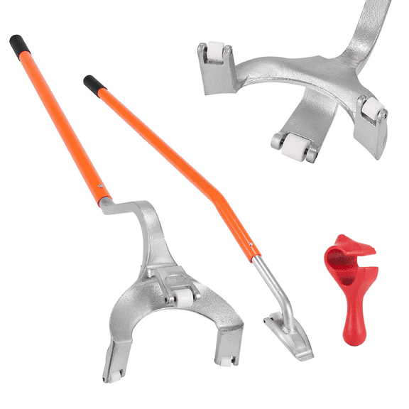 PEIXU Tire Mount Demount Tool, 22.5"-24.5" Manual Steel Tire Changer, Tire Mount Demount Removal Tool with Extra Bead Keeper, Tubeless Truck Bead Breaker, 3 PCS Tire Changing Tools (Orange)