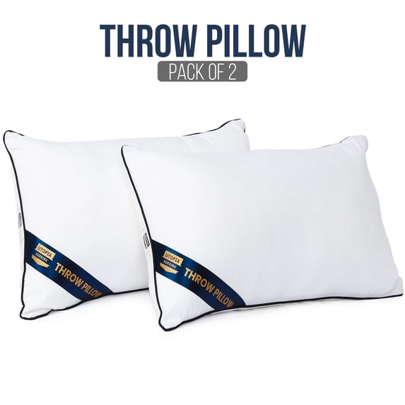 PEKUR Premium Microfiber Decorative Pillows 2-Pack, 12x20 inches White, Throw pillow Inserts, Fluffy Cusion for Bed, Sofa & Couch