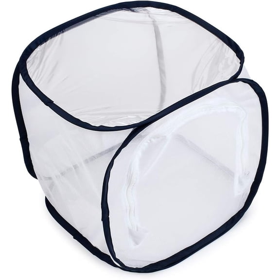 PELAR Pop-Up Mesh Butterfly Habitat Cage, Breathable Caterpillar Insect Terrarium Enclosure For Garden Observation, 12x12x12in Black Border Mesh