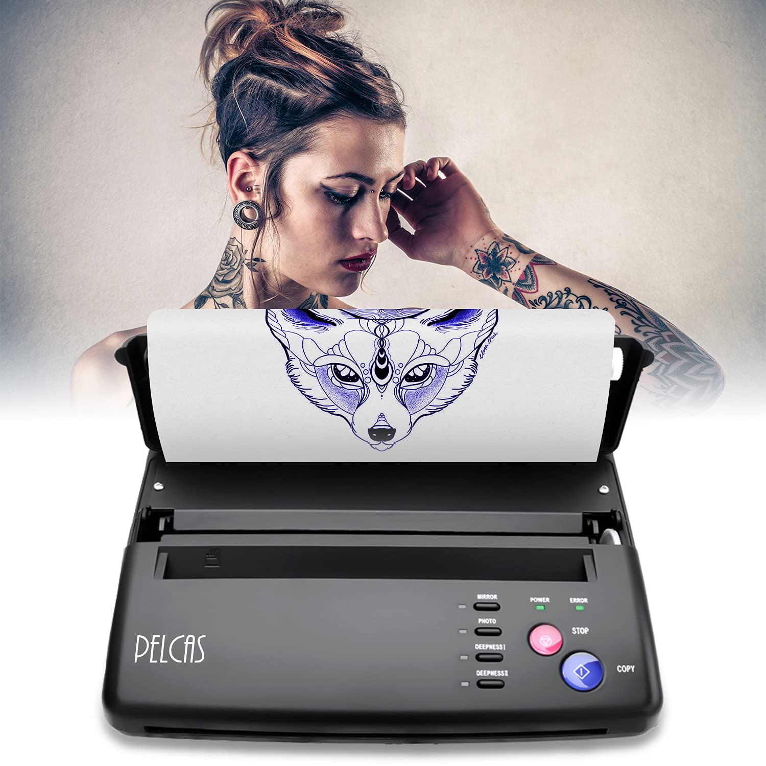 1 Pc Tattoo Stencil Printer, Tattoo Stencil Machine with 10 Pcs