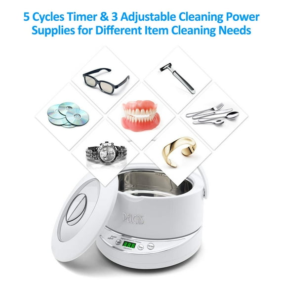 PELCAS Ultrasonic Cleaner 750ML Professional Portable Jewellery Cleaner Machine 42000HZ