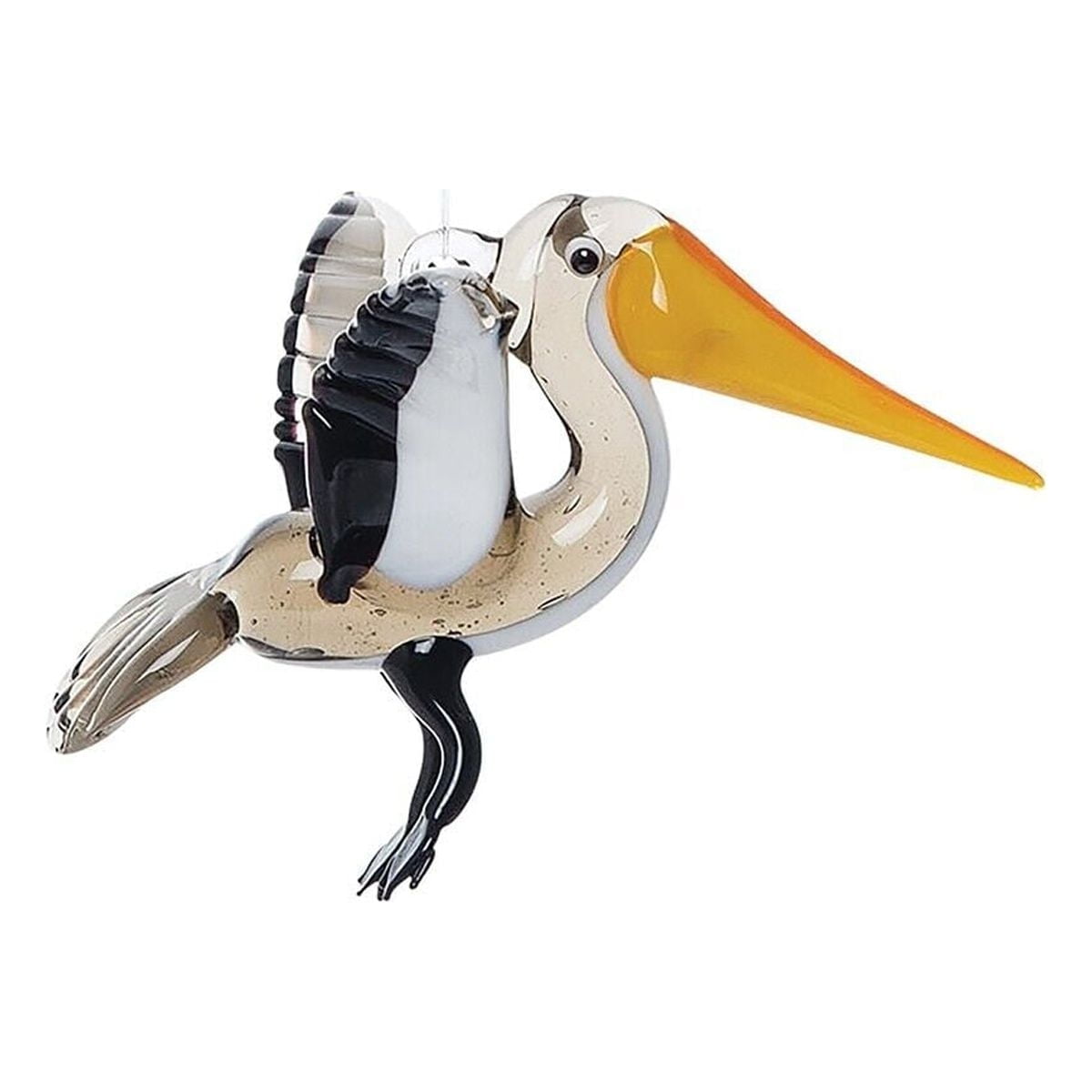PELICAN in Flight Artglass Coastal Christmas Ornament by Gallerie II