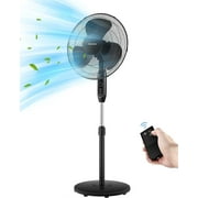 PELONIS 16 Pedestal Remote Control Oscillating Stand Up Fan 7-Hour Timer 3-Speed and Adjustable Height PFS40A4BBB Supreme 16-Black