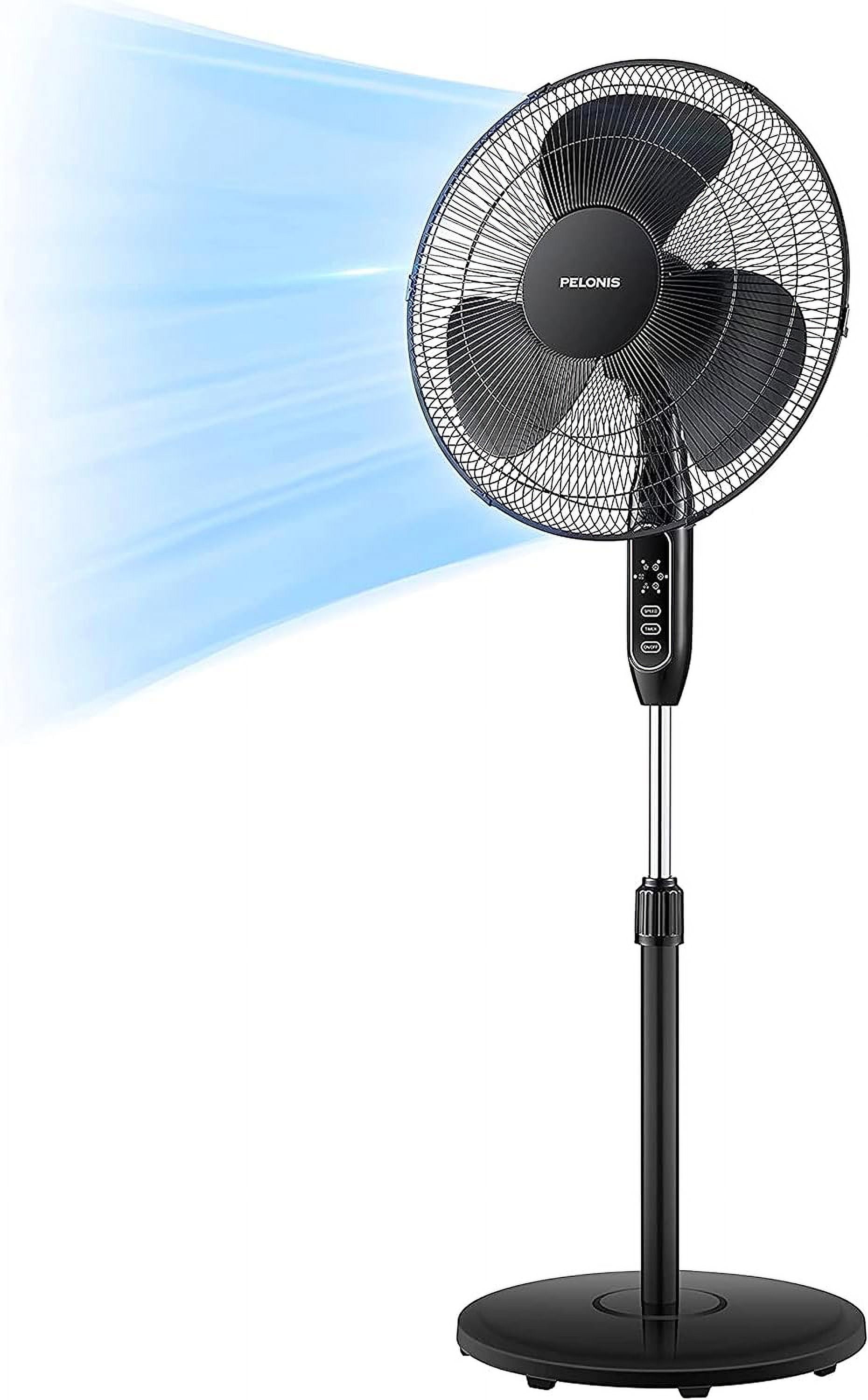 PELONIS 16 Pedestal Remote Control Oscillating Stand Up Fan 7-Hour Timer 3-Speed and Adjustable Height PFS40A4BBB Supreme 16-Black