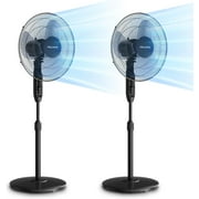 PELONIS 16’’ Pedestal Standing Fan with Remote Control 2 Packs, 3 Speeds Settings 7H Timer Ultra Quiet Adjustable Heights for Bedroom, Living Room, Home and Office
