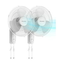 PELONIS 16’’ Wall Mount Fan with 3 Speed Settings Oscillating Household Wall Mounted Fan with Adjustable Tilt High Velocity for Garage Patios Bedroom, 2 Packs White