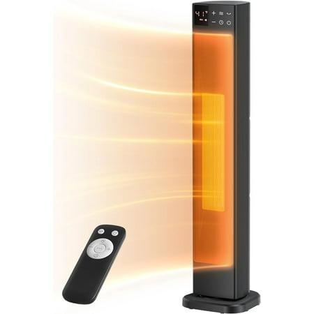 PELONIS 30 inch Ceramic Tower Heater, 1500W, Oscillation, Remote, 12H Timer, PHF15RSAPH30, Black