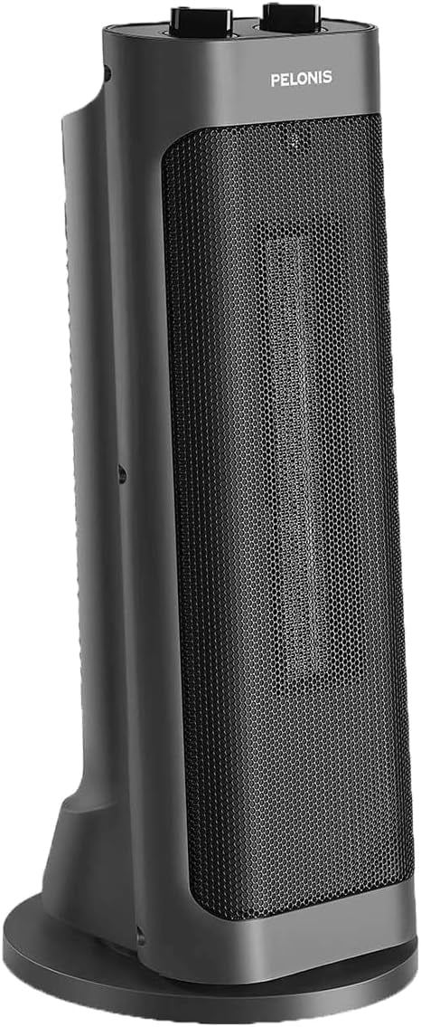 Gray Ceramic Electric Space Heater with Thermostat and Automatic Shut-off
