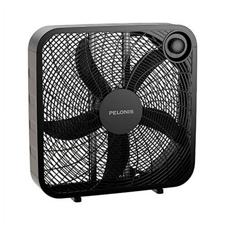 Pelonis 3-Speed Box Fan, Black, Powerful Airflow, Energy