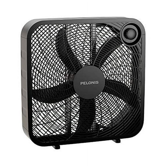 Pelonis 21" Box Fan, 3 Speed, Lightweight with Handle, Powerful Blades, Energy Efficient, Black