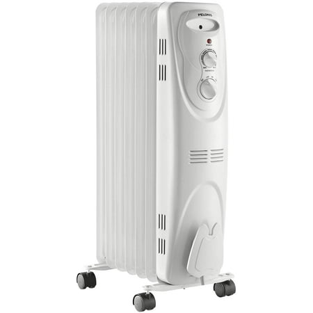 PELONIS PHO15A2AGW, Basic Electric Oil Filled Radiator, 1500W Portable Full Room Radiant Space Heater with Adjustable Thermostat, White