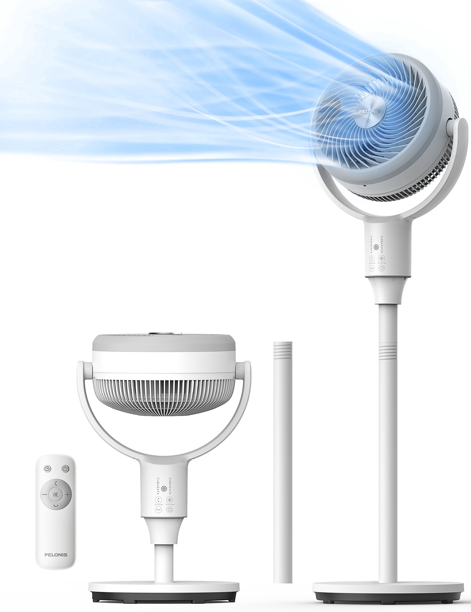 PELONIS Oscillating Pedestal Fan with Remote Standing Fan for Bedroom 3 Speeds 23 dB Ultra Quiet 80 ft Airflow