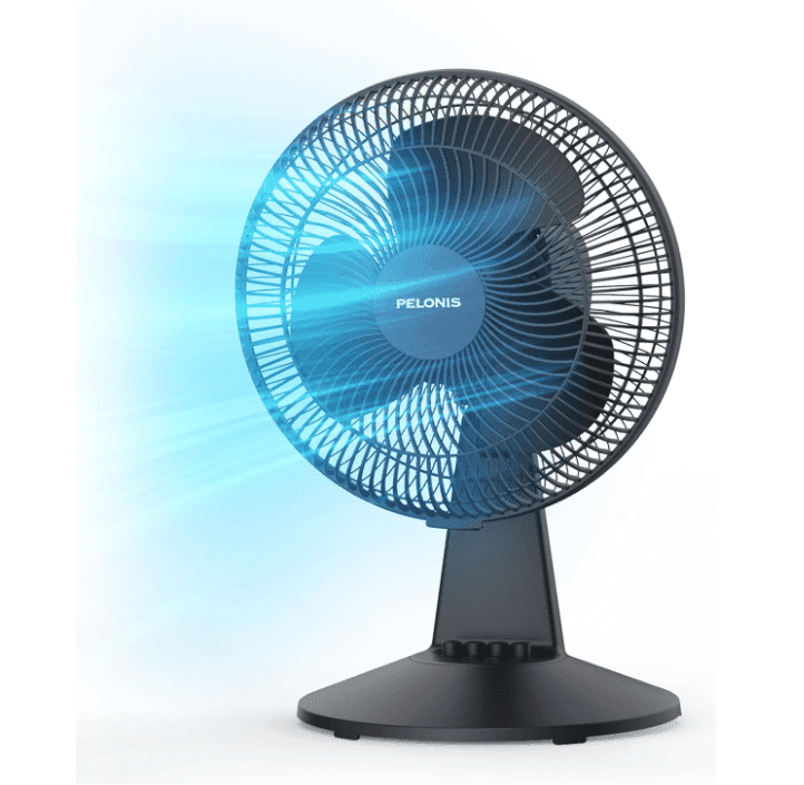 Pelonis 12-Inch Black Oscillating Table Fan with 3-Speed Settings and ...