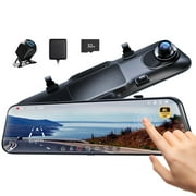 PELSEE 12" 4K Mirror Dash Cam with Backup Camera, 2160P Front and 1080P Rear Dash Cam, Smart Driving System with ADAS and BSD, Voice Control, Parking Monitoring, Free 32GB Card & GPS