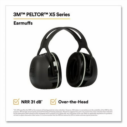 PELTOR X Series Earmuffs, Model X5A, 31 dB NRR, Black | Bundle of 2