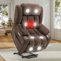 Trustyue Power Lift Recliner Chair for Elderly, Heavy Duty 350 lbs, Massage & Heat, Dual USB Ports & Cup Holders, Electric Recliner, Chenille Fabric (Brown)