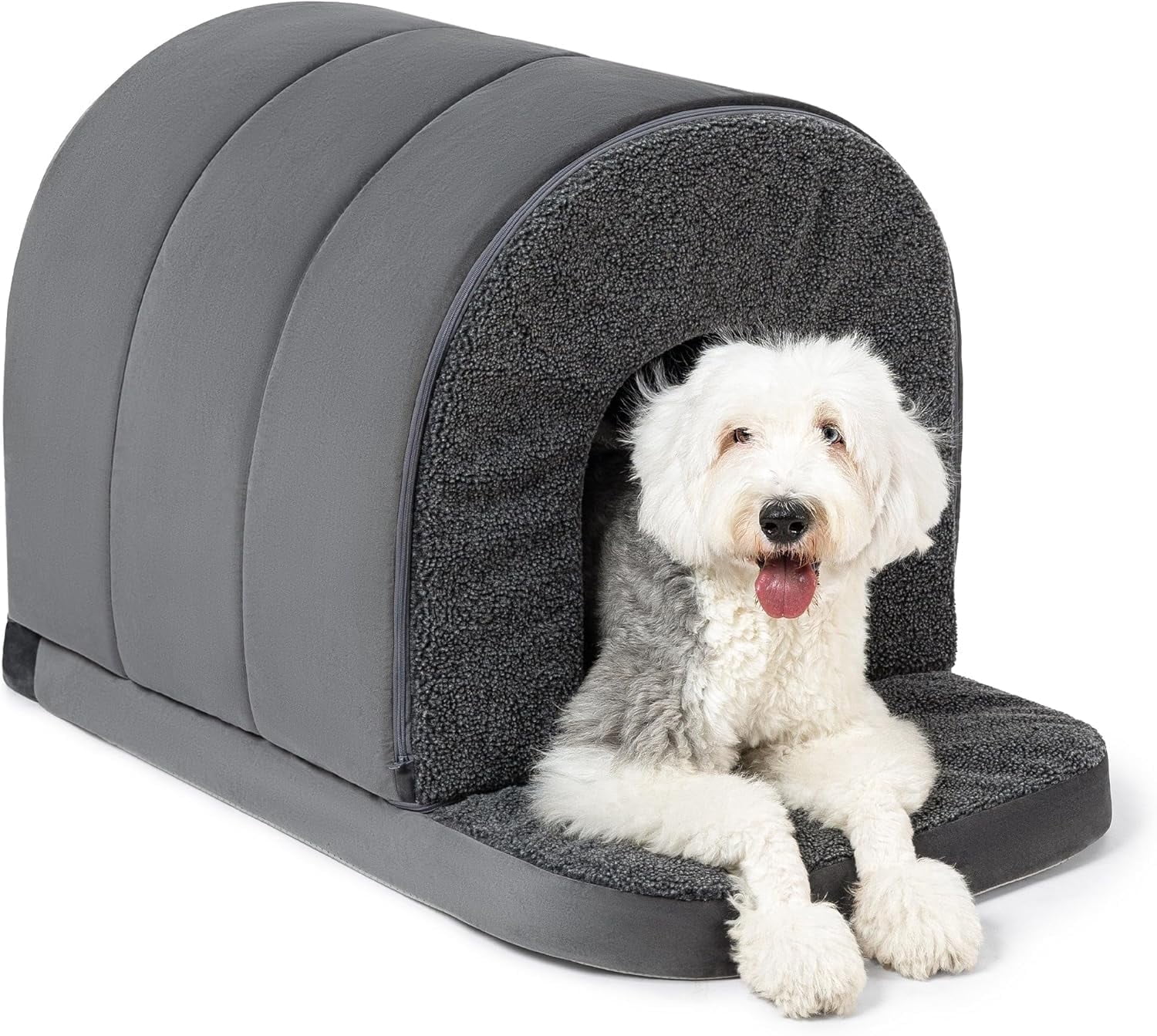PELZIN Indoor Dog House - Orthopedic Dog Tent Bed w/Egg-Crate Foam - Pet Bed with Cover Cave - Waterproof Lining - Nonskid Bottom, Ideal for Large Breeds & Fits 42-Inch Crate - 41"x27"