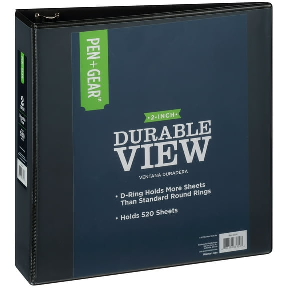 PEN + GEAR 2" View 3-Ring Durable Binder, Slant Ring, Black