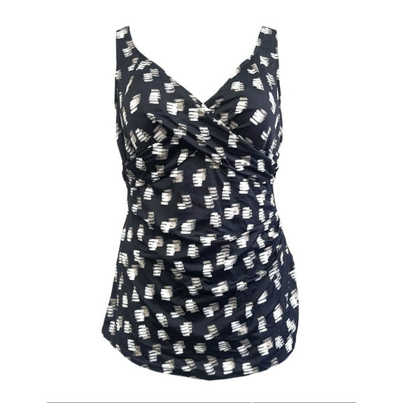 PENBROOKE Women's Padded V-Neck One Piece Swimsuit, Black, 24