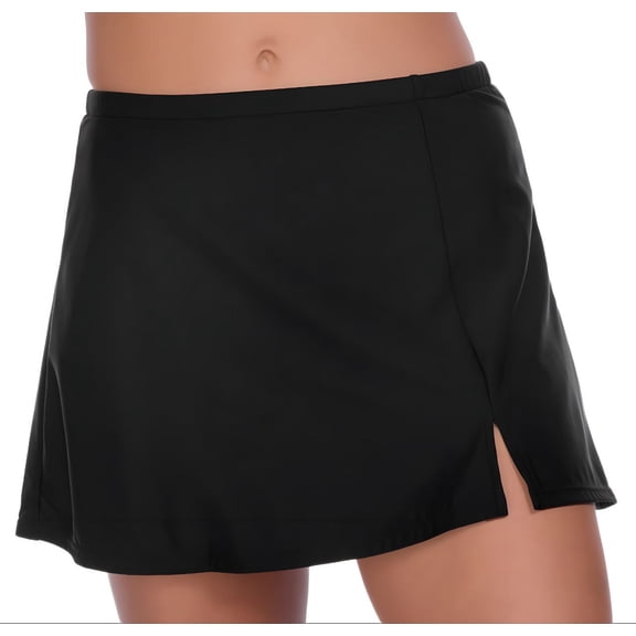 PENBROOKE Women's Stretchy A-Line Skort Swim Bottom, Black, 16