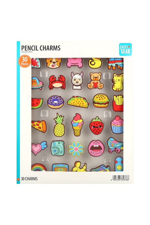 Pencil Charms, Assorted Designs, 30 Count