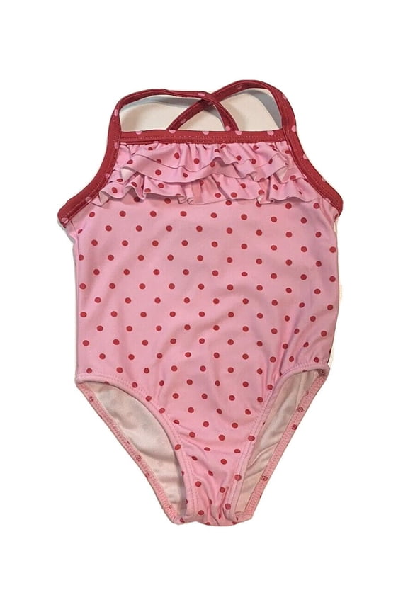 GIRLS SWIMSUIT - PINK POLKA SZ 18 MONTHS - ONE PIECE UPF 50+