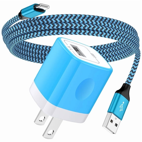 Type C Charger Block, Phone Charger USB C Wall Adapter Plug with 6FT USB C Charging Cable Compatible with iPhone 16 15 14, Samsung, Phone Chargers for Android Phone, Blue