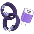 thumbnail image 1 of 2.1A Dual Port USB C Charger Block, Fast Wall Charger Plug with 2-Pack 6FT Type C Charging Cables, Phone Charger Adapter Compatible with iPhone 17 16 15 14 Samsung Galaxy Android Phones, Purple, 1 of 7