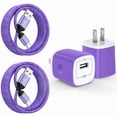 thumbnail image 1 of PENGARO 2-Pack 1A Type C Charger Block with 6FT Star Braided USB C Cable, Compact USB Wall Charger Compatible with iPhone Samsung Android Phone, Purple, 1 of 7