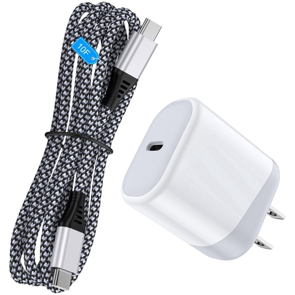 Fast Charger Block, 20W PD USB C Wall Charger with 6FT Type C Charging Cable, Fast Charging Power Adapter Compatible with iPhone 17/16/15 Pro Max Plus, Samsung Galaxy S24 S23, Android Phones, White