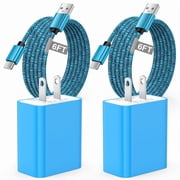 2 Pack QC 3.0 18W Charger Block Fast Charging with 6FT Type C Charging Cable, Fast Phone Charger Stand Compatible with iPhone 17 16 15 14, Samsung, Phone Charge