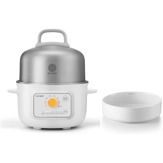 PENGFEI G32 Food Steamer Arctic White 1.6QT with Round Ceramic Plate 6.6 Inch