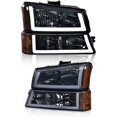 thumbnail image 2 of Black Housing Halogen Headlight Assembly Pair For 2003-2006 Chevy Silverado & Avalanche 1500/2500 – With Amber Reflector 2 of 4