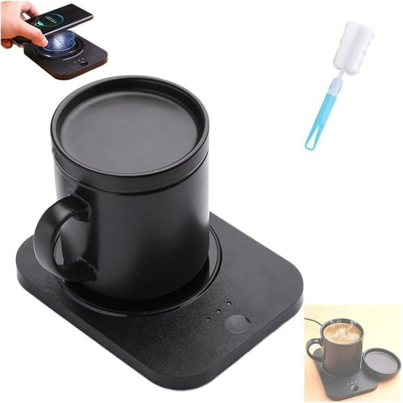 PENGFEI Warming Wireless Charging Mug 2-in-1 Coffee Cup with Wireless Charger, Mug Warmer for Desk, Electric Coffee Warmer with Mug Set, Heated Cup Auto Shut Off(Black)