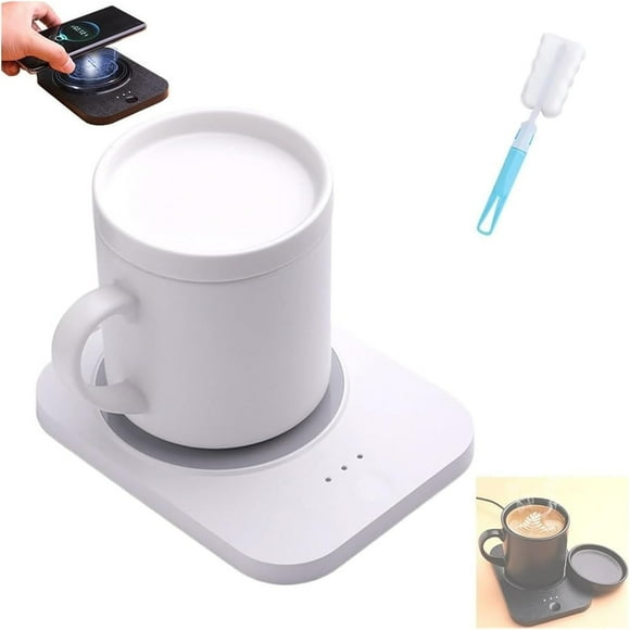 PENGFEI Warming Wireless Charging Mug 2-in-1 Coffee Cup with Wireless Charger, Mug Warmer for Desk, Electric Coffee Warmer with Mug Set, Heated Cup Auto Shut Off(White)